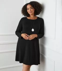 Karen Kane Plus Size Long Sleeve Maggie Dress -karen kane Sales Shop karenkane 2022 winter 4L13233W BLK 002