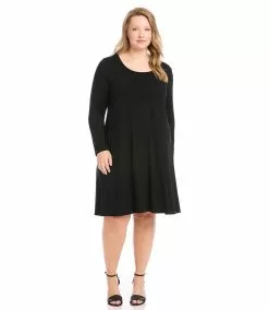 Karen Kane Plus Size Long Sleeve Maggie Dress -karen kane Sales Shop karenkane 2022 winter 4L13233W BLK 003
