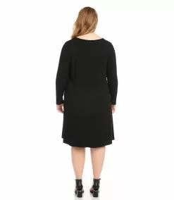 Karen Kane Plus Size Long Sleeve Maggie Dress -karen kane Sales Shop karenkane 2022 winter 4L13233W BLK 004