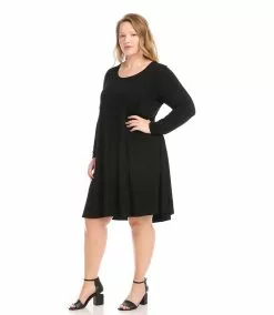 Karen Kane Plus Size Long Sleeve Maggie Dress -karen kane Sales Shop karenkane 2022 winter 4L13233W BLK 005