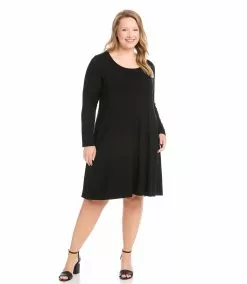Karen Kane Plus Size Long Sleeve Maggie Dress -karen kane Sales Shop karenkane 2022 winter 4L13233W BLK 006