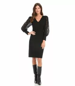 Karen Kane Petite Size Lace Sleeve Dress 10 Karen Kane Petite Size Lace Sleeve Dress -karen kane Sales Shop karenkane 2022 winter 4L14332P BLK 006 1