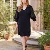 Karen Kane Plus Size Lace Sleeve Dress -karen kane Sales Shop karenkane 2022 winter 4L14332W BLK 001