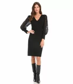 Karen Kane Lace Sleeve Dress -karen kane Sales Shop karenkane 2022 winter 4L14332 BLK 006