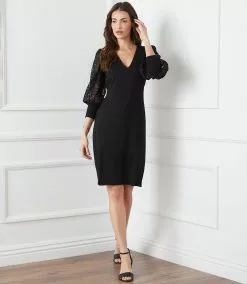 Karen Kane Lace Sleeve Dress -karen kane Sales Shop karenkane 2022 winter 4L14332 BLK 008