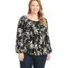 Karen Kane Plus Size Blouson Sleeve Peasant Top -karen kane Sales Shop karenkane 2022 winter 4L16612W BLC 001