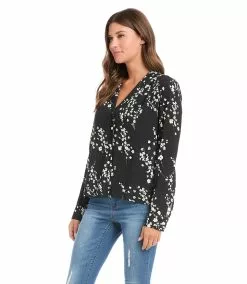 Karen Kane Long Sleeve Button-Up Shirt -karen kane Sales Shop karenkane 2022 winter 4L20603 PRT 004