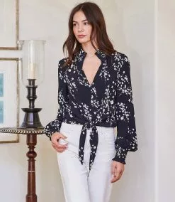 Karen Kane Tie-Front Top -karen kane Sales Shop karenkane 2022 winter 4L20604 PRT 001