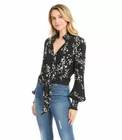 Karen Kane Tie-Front Top -karen kane Sales Shop karenkane 2022 winter 4L20604 PRT 004