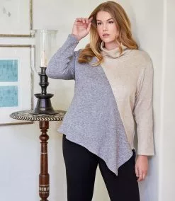 Karen Kane Plus Size Asymmetric Colorblock Top