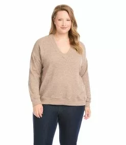 Karen Kane Plus Size V-Neck Sweater -karen kane Sales Shop karenkane 2022 winter 4L30612W DKOAT 003