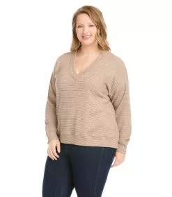 Karen Kane Plus Size V-Neck Sweater -karen kane Sales Shop karenkane 2022 winter 4L30612W DKOAT 005