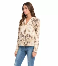 Karen Kane Long Sleeve Button-Up Shirt -karen kane Sales Shop karenkane 2022 winter 4L31234 PRT 004