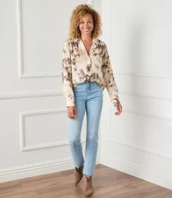 Karen Kane Long Sleeve Button-Up Shirt -karen kane Sales Shop karenkane 2022 winter 4L31234 PRT 005