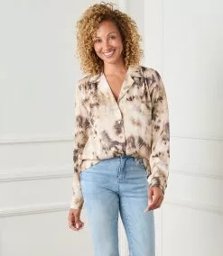 Karen Kane Long Sleeve Button-Up Shirt -karen kane Sales Shop karenkane 2022 winter 4L31234 PRT 006