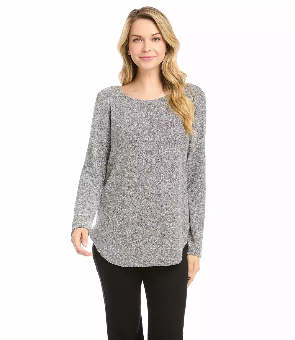 Karen Kane Metallic Knit Shirttail Top 4 Karen Kane Metallic Knit Shirttail Top - Image 2