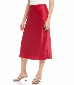 Karen Kane Bias Cut Midi Skirt -karen kane Sales Shop karenkane 2022 winter 4L68116 RED 004