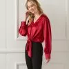 Karen Kane Tie-Front Blouse -karen kane Sales Shop karenkane 2022 winter 4L68117 RED 001