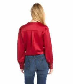 Karen Kane Tie-Front Blouse -karen kane Sales Shop karenkane 2022 winter 4L68117 RED 003