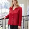 Karen Kane Plus Size Long Sleeve Button-Up Shirt -karen kane Sales Shop karenkane 2022 winter 4L68118W RED 001