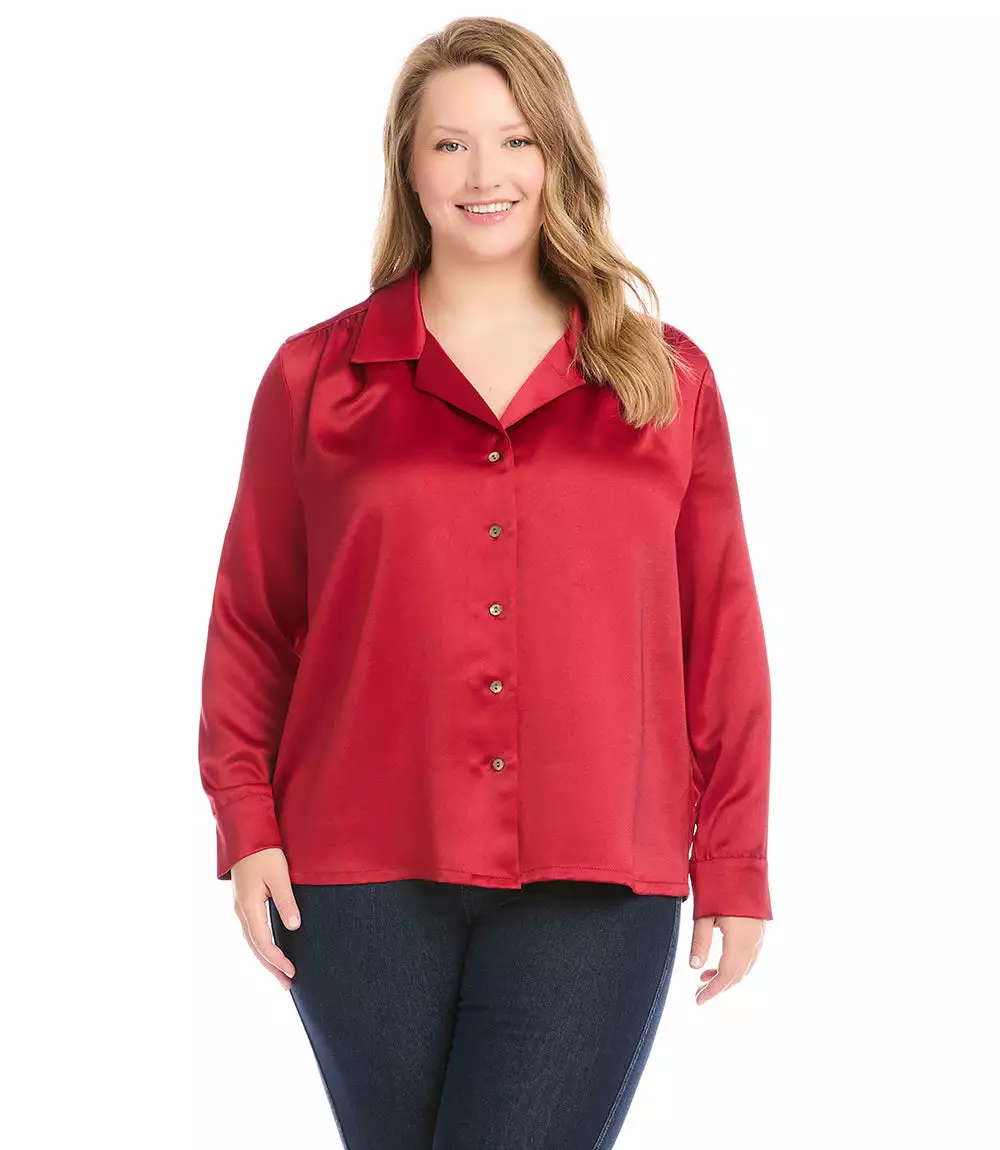 Karen Kane Plus Size Long Sleeve Button-Up Shirt 8 Karen Kane Plus Size Long Sleeve Button-Up Shirt - Image 6