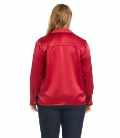 Karen Kane Plus Size Long Sleeve Button-Up Shirt 12 Karen Kane Plus Size Long Sleeve Button-Up Shirt -karen kane Sales Shop karenkane 2022 winter 4L68118W RED 004