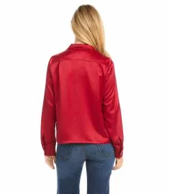 Karen Kane Long Sleeve Button-Up Shirt -karen kane Sales Shop karenkane 2022 winter 4L68118 RED 003