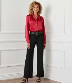 Karen Kane Long Sleeve Button-Up Shirt -karen kane Sales Shop karenkane 2022 winter 4L68118 RED 006