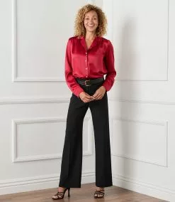 Karen Kane Long Sleeve Button-Up Shirt -karen kane Sales Shop karenkane 2022 winter 4L68118 RED 007