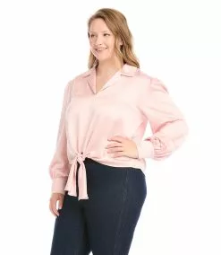 Karen Kane Plus Size Tie-Front Blouse -karen kane Sales Shop karenkane 2022 winter 4L68120W ROS 003