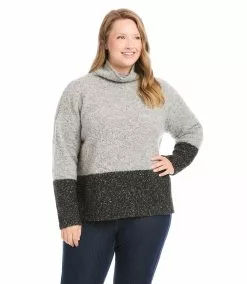 Karen Kane Plus Size Colorblock Sweater -karen kane Sales Shop karenkane 2022 winter 4L89575W GRA 005