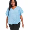 Karen Kane Plus Size Flutter Sleeve Top -karen kane Sales Shop karenkane 2023 spring 1L01550W BLU 001 1