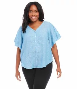 Karen Kane Plus Size Flutter Sleeve Top