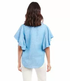 Karen Kane Flutter Sleeve Top -karen kane Sales Shop karenkane 2023 spring 1L01550 BLU 004