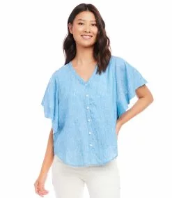 Karen Kane Flutter Sleeve Top -karen kane Sales Shop karenkane 2023 spring 1L01550 BLU 006