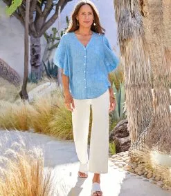 Karen Kane Flutter Sleeve Top -karen kane Sales Shop karenkane 2023 spring 1L01550 BLU 009