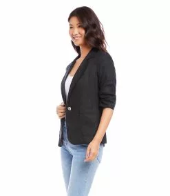 Karen Kane Ruched Sleeve Jacket -karen kane Sales Shop karenkane 2023 spring 1L01551 BLK 005