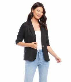 Karen Kane Ruched Sleeve Jacket -karen kane Sales Shop karenkane 2023 spring 1L01551 BLK 006