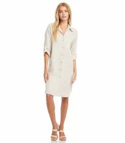 Karen Kane Petite Size Linen Shirtdress