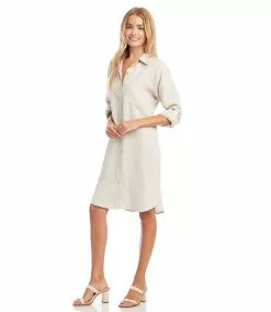Karen Kane Petite Size Linen Shirtdress -karen kane Sales Shop karenkane 2023 spring 1L01553P OAT 003 1