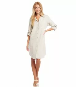 Karen Kane Petite Size Linen Shirtdress -karen kane Sales Shop karenkane 2023 spring 1L01553P OAT 004