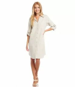 Karen Kane Linen Shirtdress -karen kane Sales Shop karenkane 2023 spring 1L01553 OAT 005