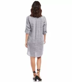 Karen Kane Linen Shirtdress -karen kane Sales Shop karenkane 2023 spring 1L04628 GRA 002