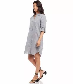 Karen Kane Linen Shirtdress -karen kane Sales Shop karenkane 2023 spring 1L04628 GRA 003