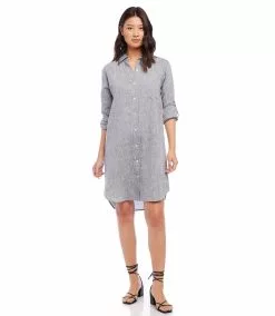 Karen Kane Linen Shirtdress -karen kane Sales Shop karenkane 2023 spring 1L04628 GRA 004