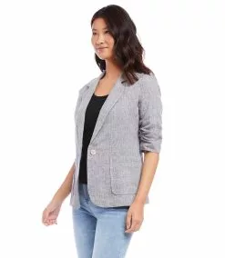 Karen Kane Ruched Sleeve Jacket -karen kane Sales Shop karenkane 2023 spring 1L04629 GRA 005