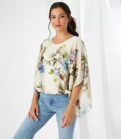 Karen Kane Blouson Scarf Top -karen kane Sales Shop karenkane 2023 spring 1L04632 FLO 006