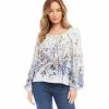 Karen Kane Petite Size Border Print Top -karen kane Sales Shop karenkane 2023 spring 1L09608P PRT 003