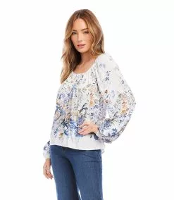Karen Kane Petite Size Border Print Top -karen kane Sales Shop karenkane 2023 spring 1L09608P PRT 005 1