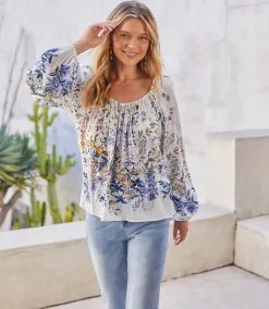 Karen Kane Border Print Top